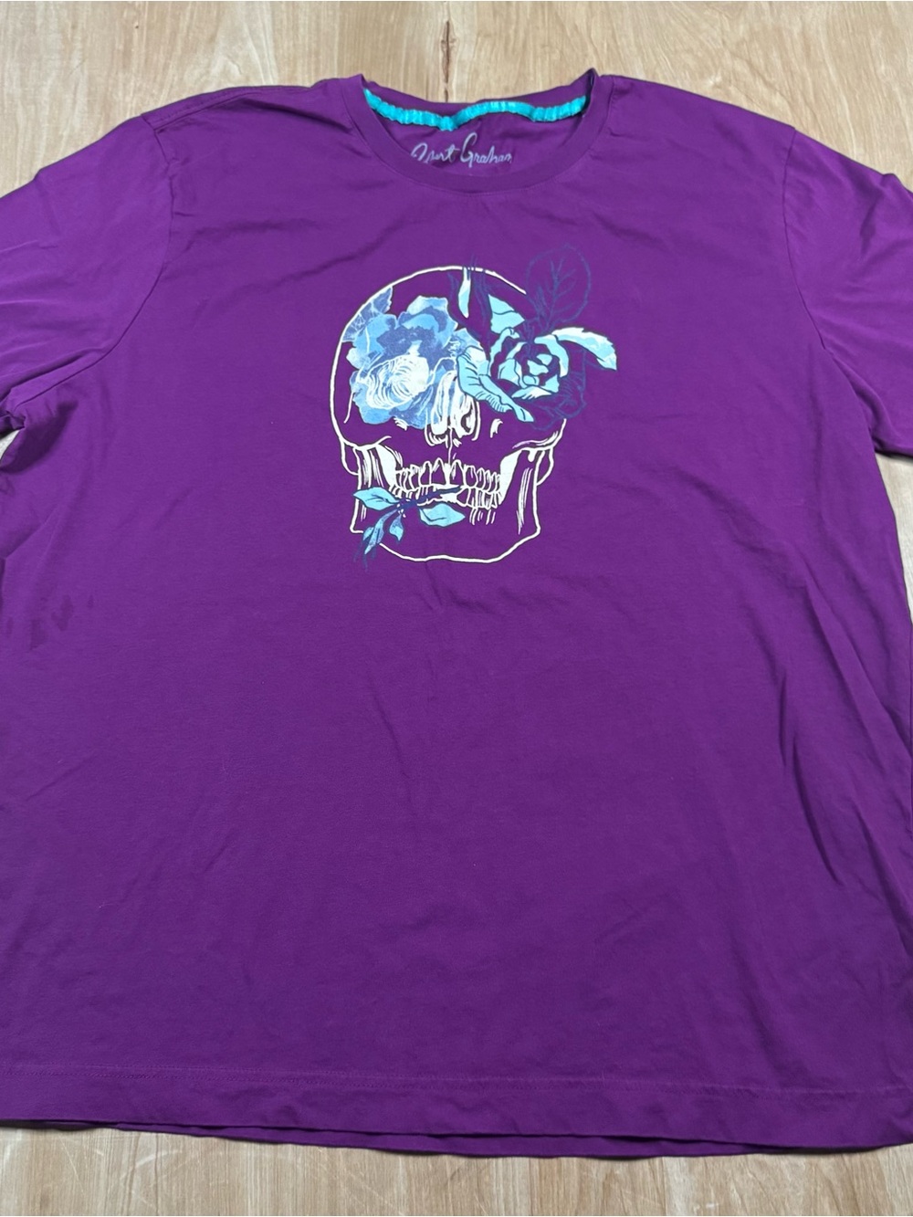 Robert Graham Mens Purple Short Sleeve Skull Shirt Size 3XL.